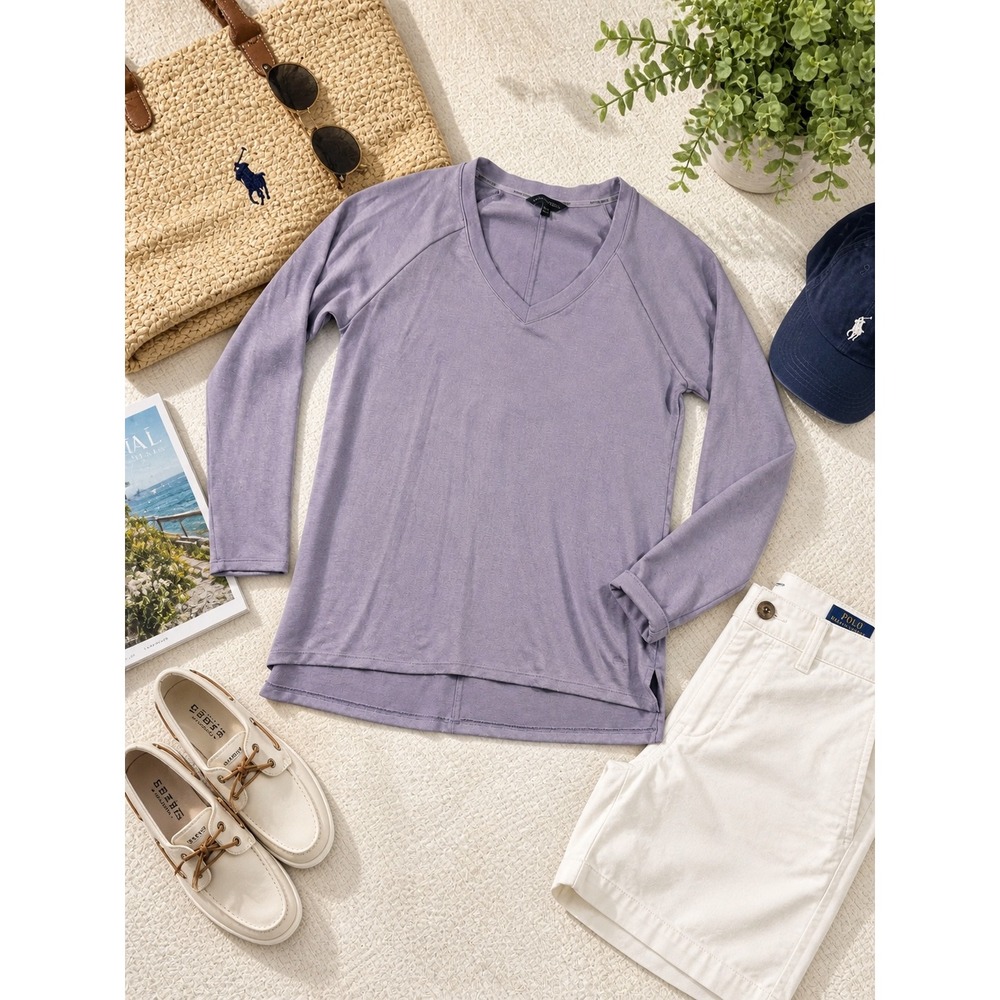 Banana Republic Womens Purple V-Neck‎ Long Sleeve Raglan Top Size M